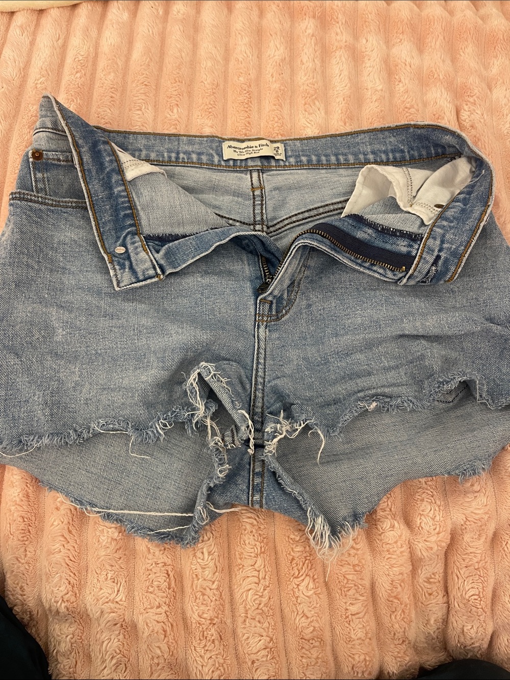 Abercrombie & Fitch Light Blue Distressed Denim Jean Shorts